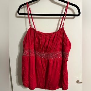 18/20 Lane Bryant red tank top with sequins NWT